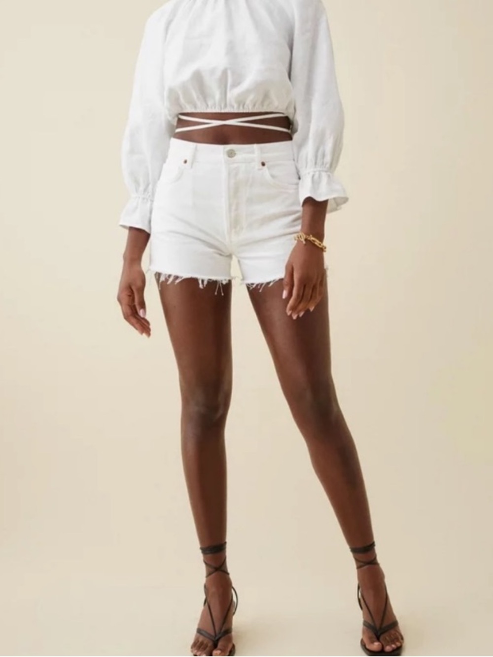 Reformation Charlie High Rise Cut Off Jean Shorts Size 24